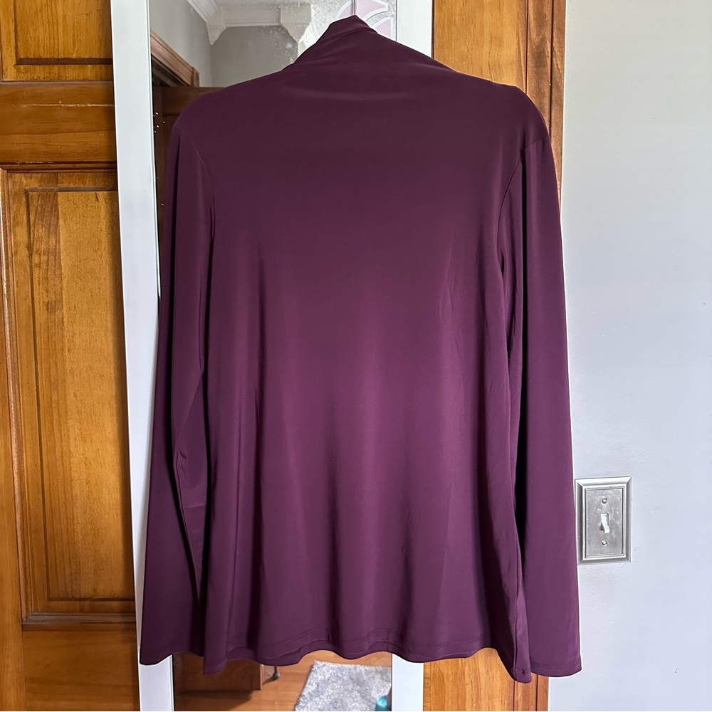 Halogen Burgundy Red Turtleneck Mesh Top
